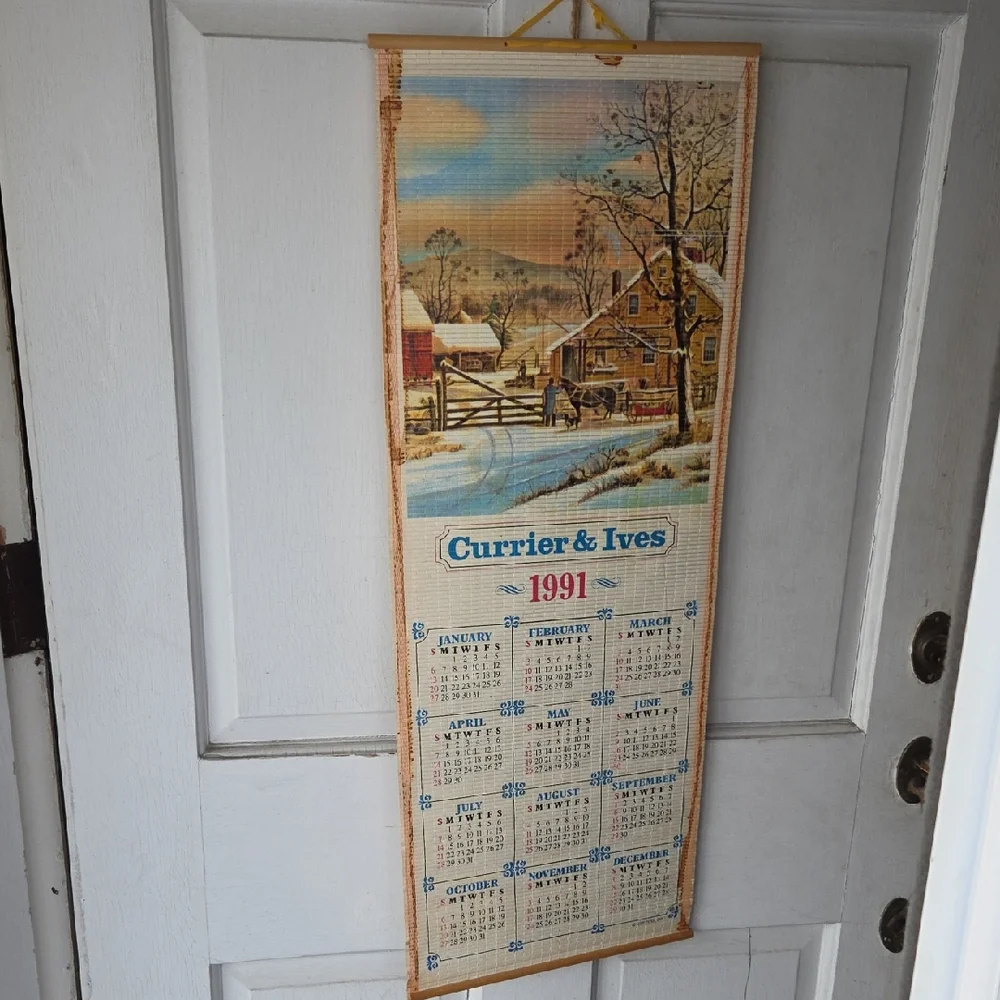 1991 Wall Calendar - Blue and Brown